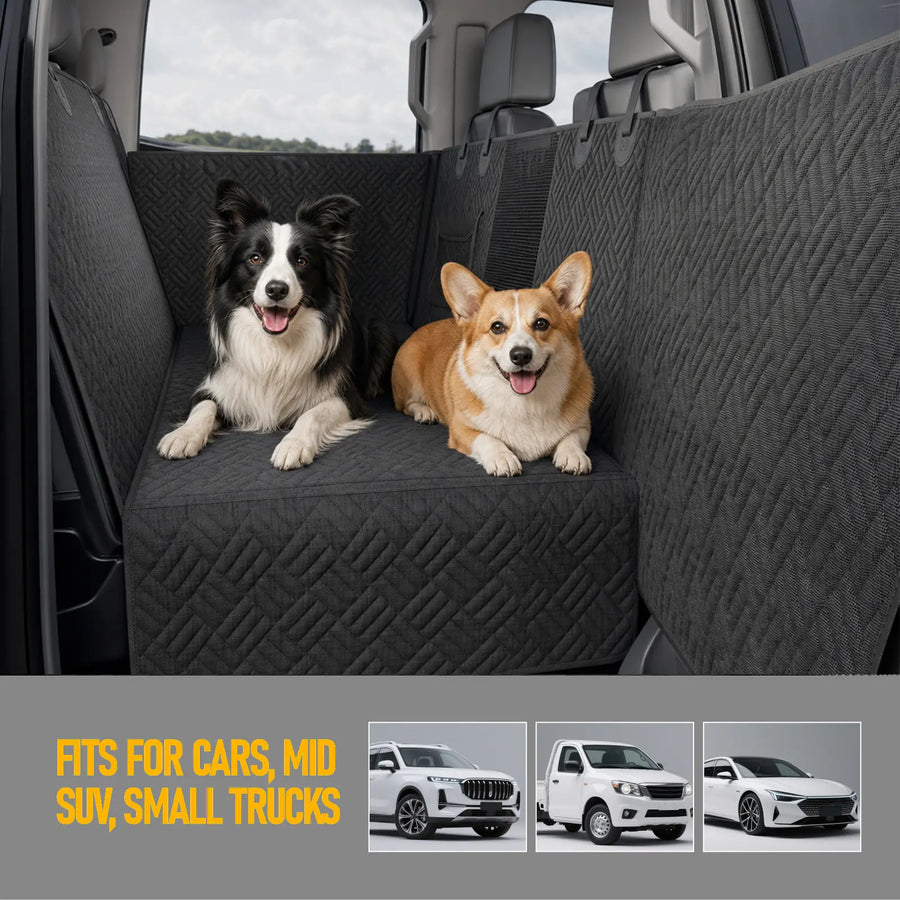 Heavy Duty Hard Bottom Dog Car Seat Extender, 400Lbs Capacity Waterproof Backseat Hammock Platform, Solid Base Pet Protector for Cars, Suvs & Full-Size Trucks
